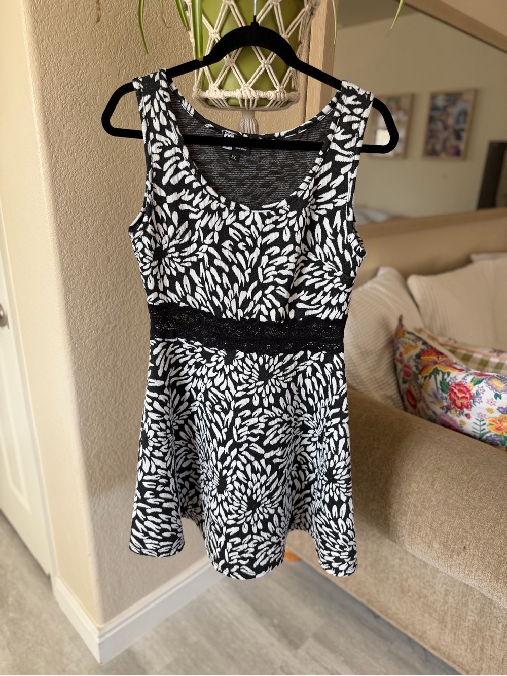 Girls Vibe Black & White Floral Fit-and-Flare Mini Dress